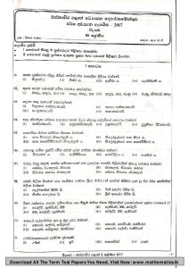 2017 Grade 8 Science 3rd Term Western Province Paper - Sinhala Medium ...