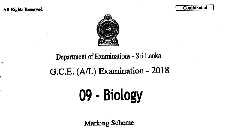 Download English Medium 2018 A/L Biology Past Paper With Marking ...